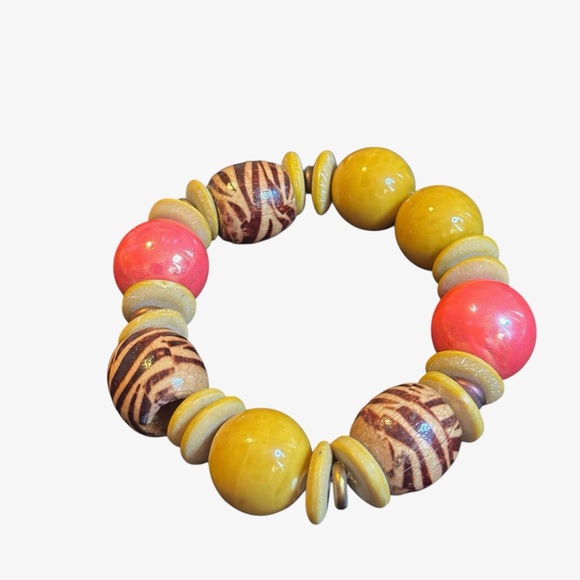 Set of 4 Boho Beaded Stretch Bracelet Set – Earthy Tones & Tribal Prints - Picture 3 of 12